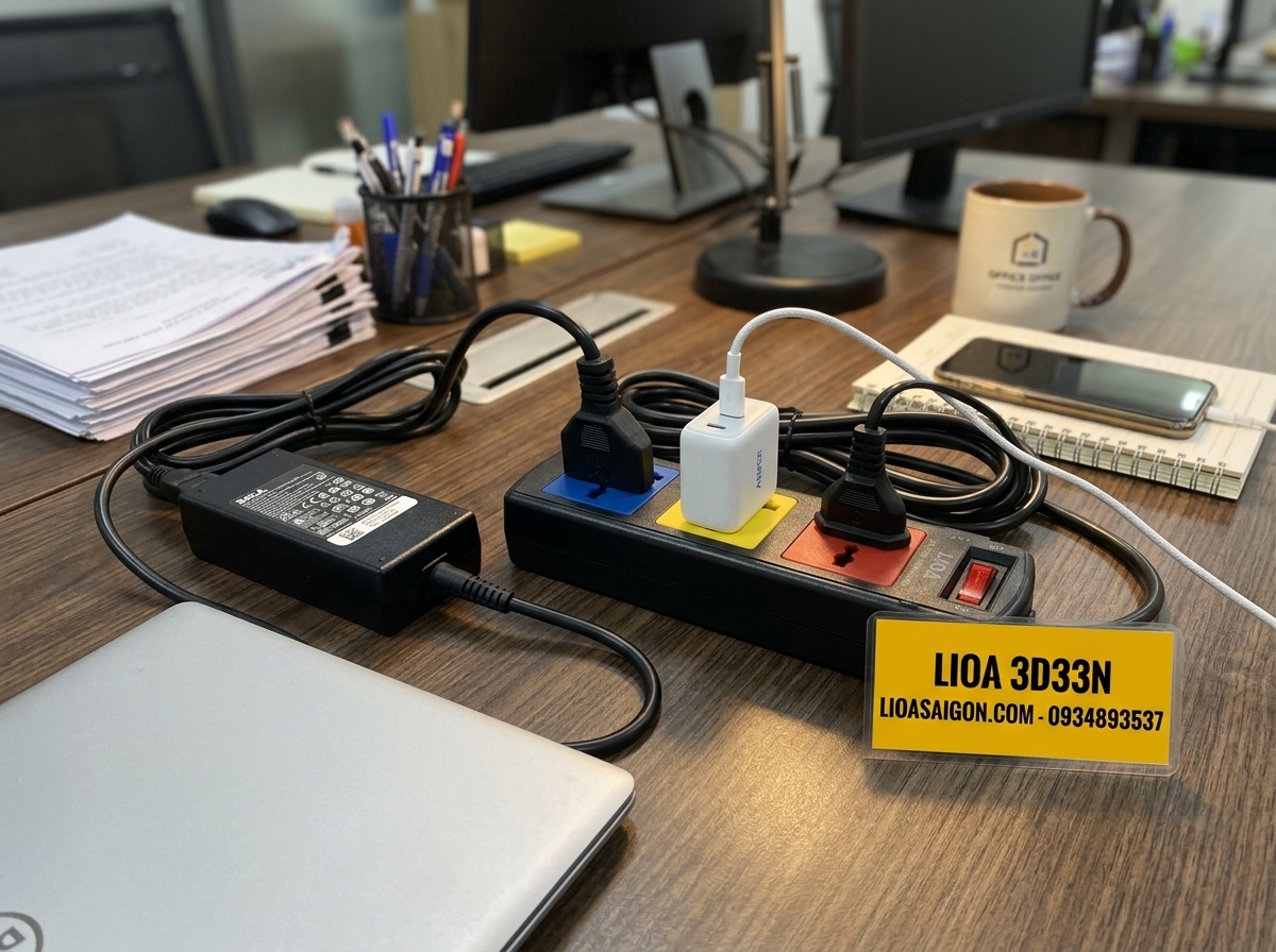 Ổ Cắm LiOA 3D33N (3 Lỗ - 3m - 3 Lõi) Tiếp Địa An Toàn